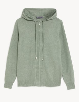 

Womens M&S Collection Bequemer Hoodie aus weichem Material mit Reißverschluss und Strukturmuster - Soft Khaki, Soft Khaki