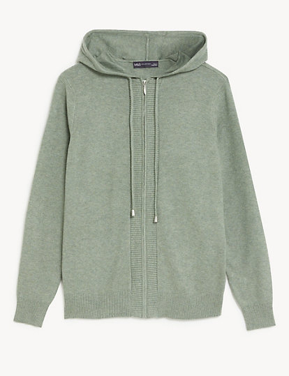 Soft Touch Textured Zip Up Relaxed Hoodie