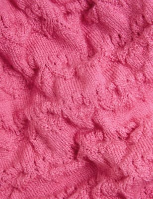 

Womens M&S Collection Strickoberteil mit V-Ausschnitt, Puffärmeln und Strukturmuster - Rose Pink, Rose Pink