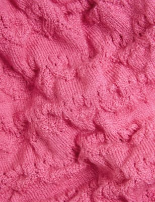 

Womens M&S Collection Textured V-Neck Puff Sleeve Knitted Top - Rose Pink, Rose Pink