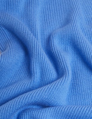 

Womens M&S Collection Strickoberteil mit V-Ausschnitt, Puffärmeln und Strukturmuster - Fresh Blue, Fresh Blue