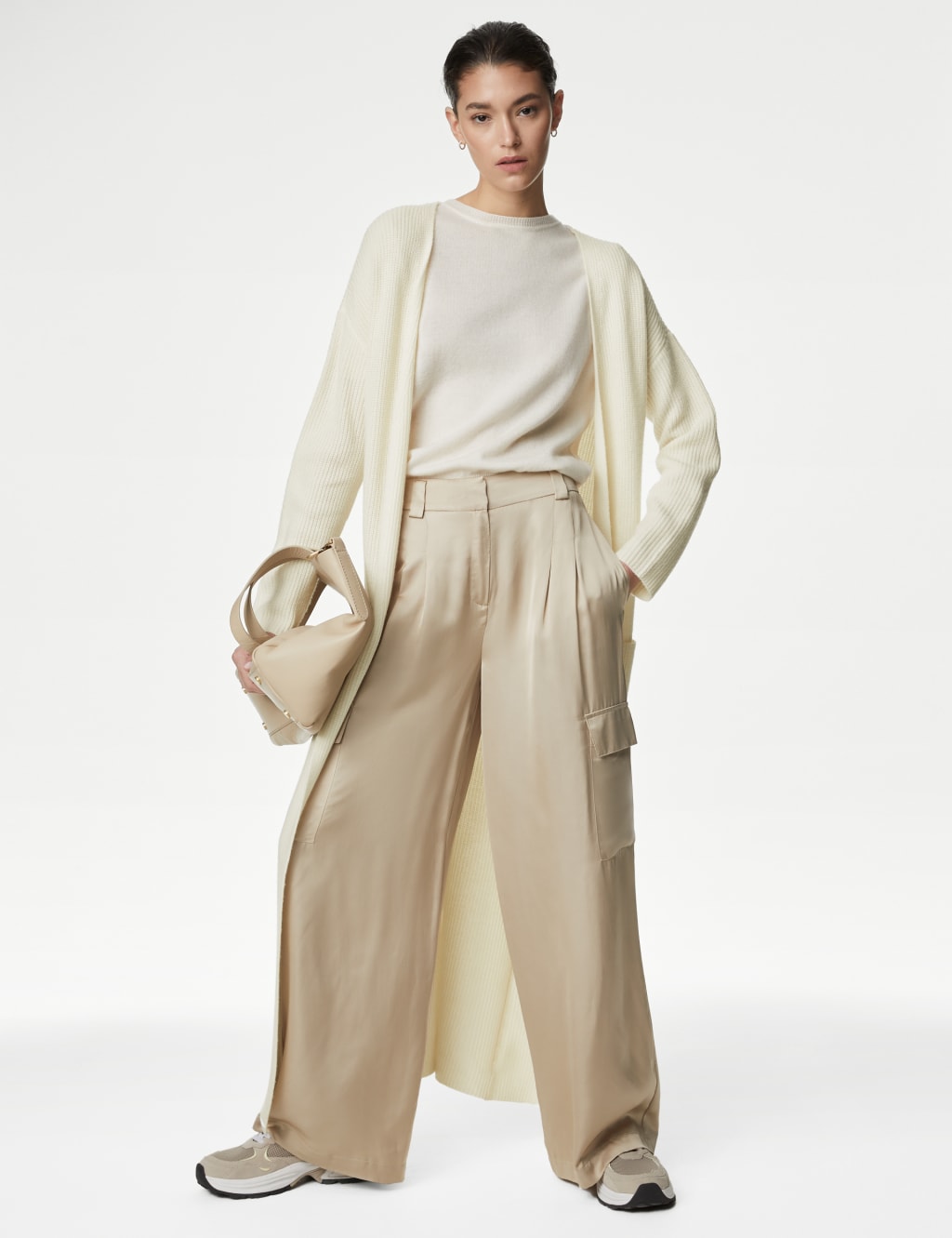 MDS Women Arene Long Braided Buttoned Cardigan - Cream - Herne