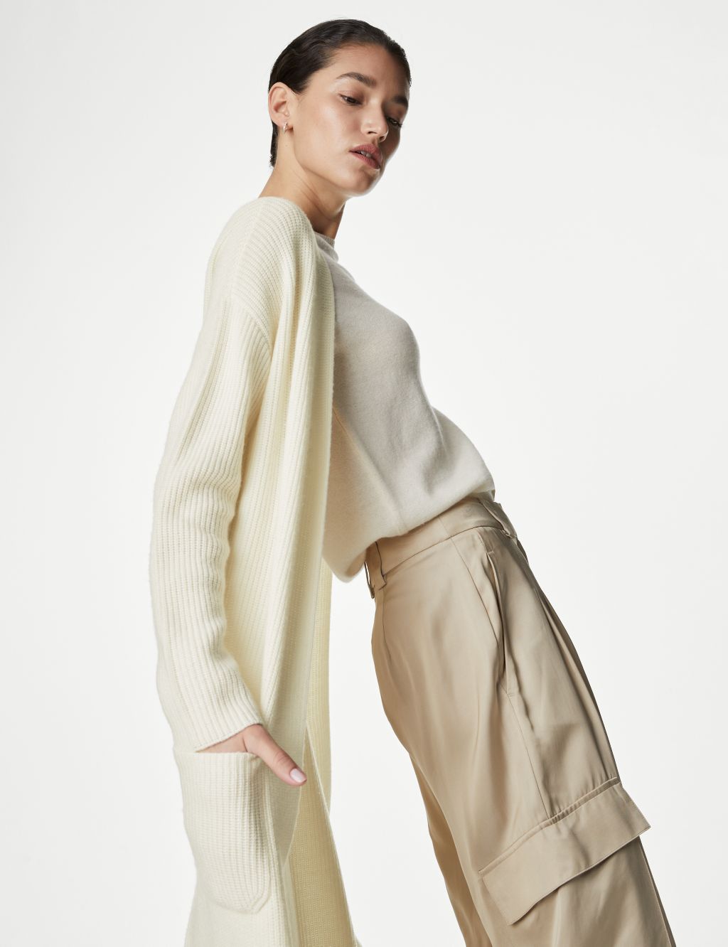 Merino Wool With Cashmere Longline Cardigan image 3