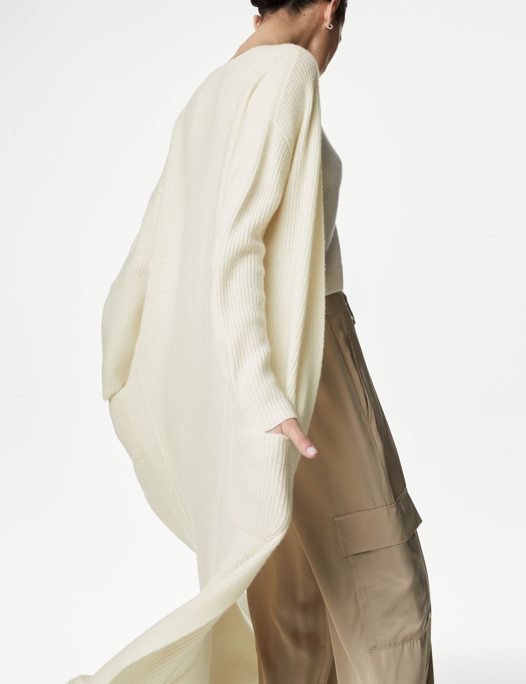Merino Wool With Cashmere Longline Cardigan image 4