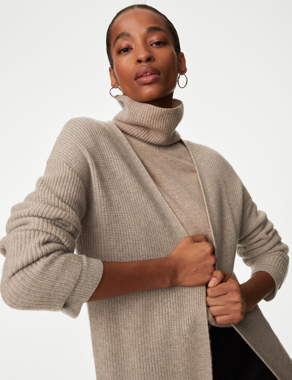 Merino Wool With Cashmere Longline Cardigan image 3