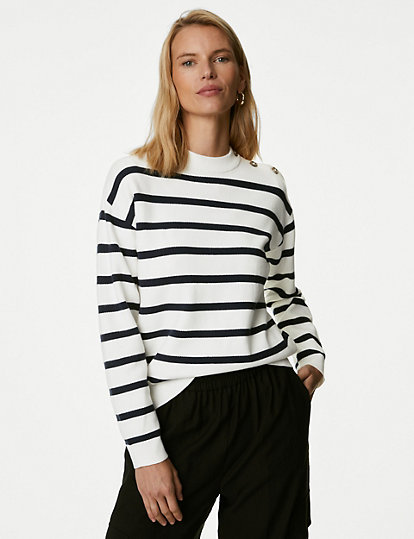 Soft Touch Striped Crew Neck Jumper