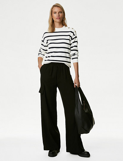 Soft Touch Striped Crew Neck Jumper