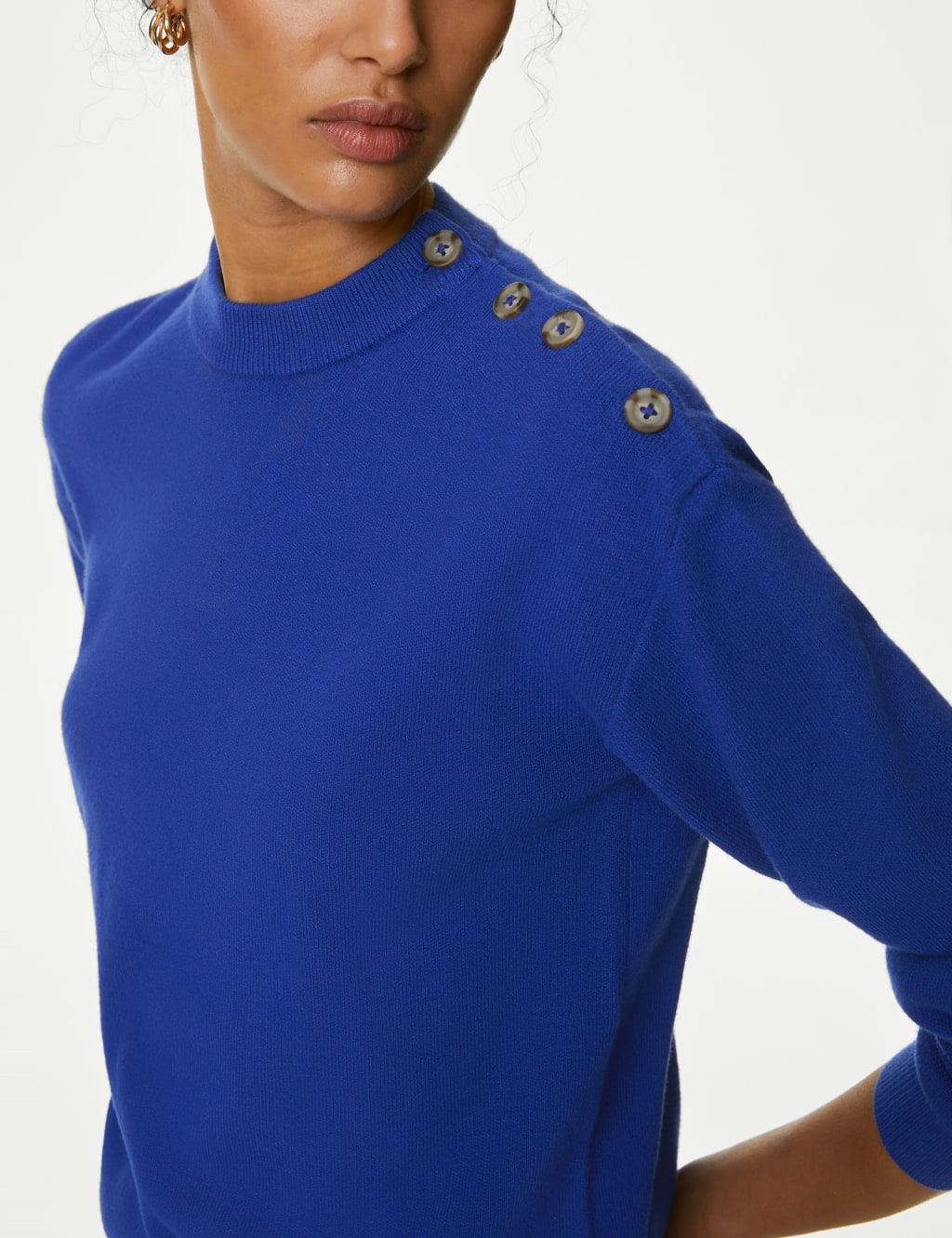 Soft Touch Crew Neck Button Detail Jumper image 1