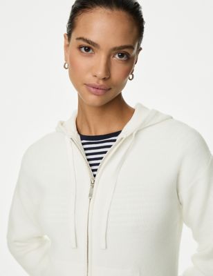 

Womens M&S Collection Soft Touch Zip Up Hoodie - Ivory, Ivory