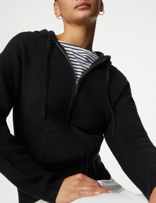 

Womens M&S Collection Soft Touch Zip Up Hoodie - Black, Black