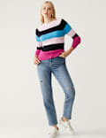 Soft Touch Striped Ribbed Crew Neck Jumper