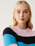 Soft Touch Striped Ribbed Crew Neck Jumper