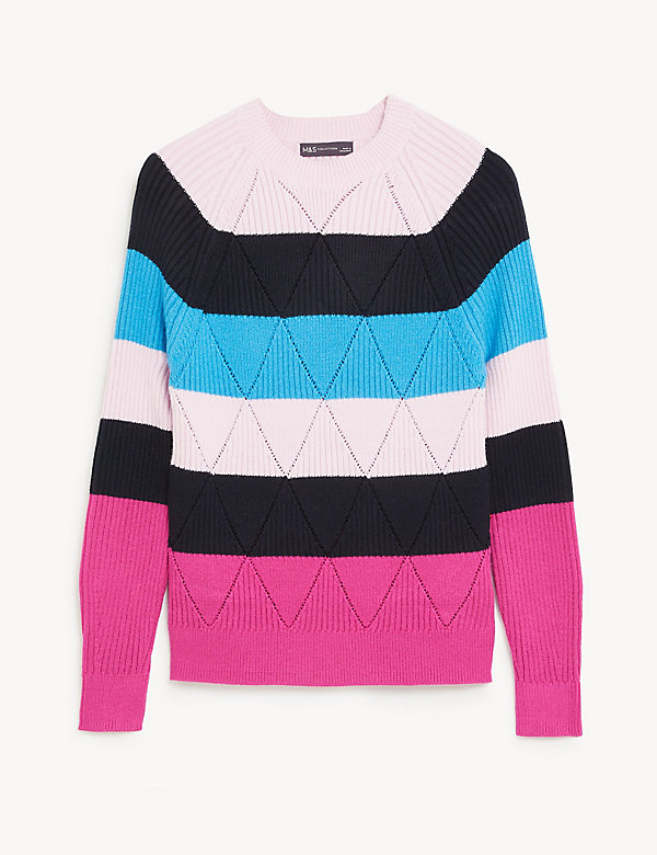 Soft Touch Striped Ribbed Crew Neck Jumper - TW