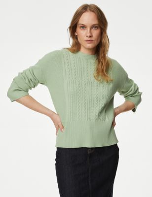 

Womens M&S Collection Soft Touch Textured Crew Neck Jumper - Pale Jade, Pale Jade