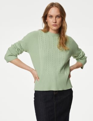 

Womens M&S Collection Soft Touch Textured Crew Neck Jumper - Pale Jade, Pale Jade