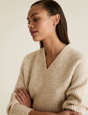 

Womens M&S Collection Textured V-Neck Jumper - Oatmeal, Oatmeal