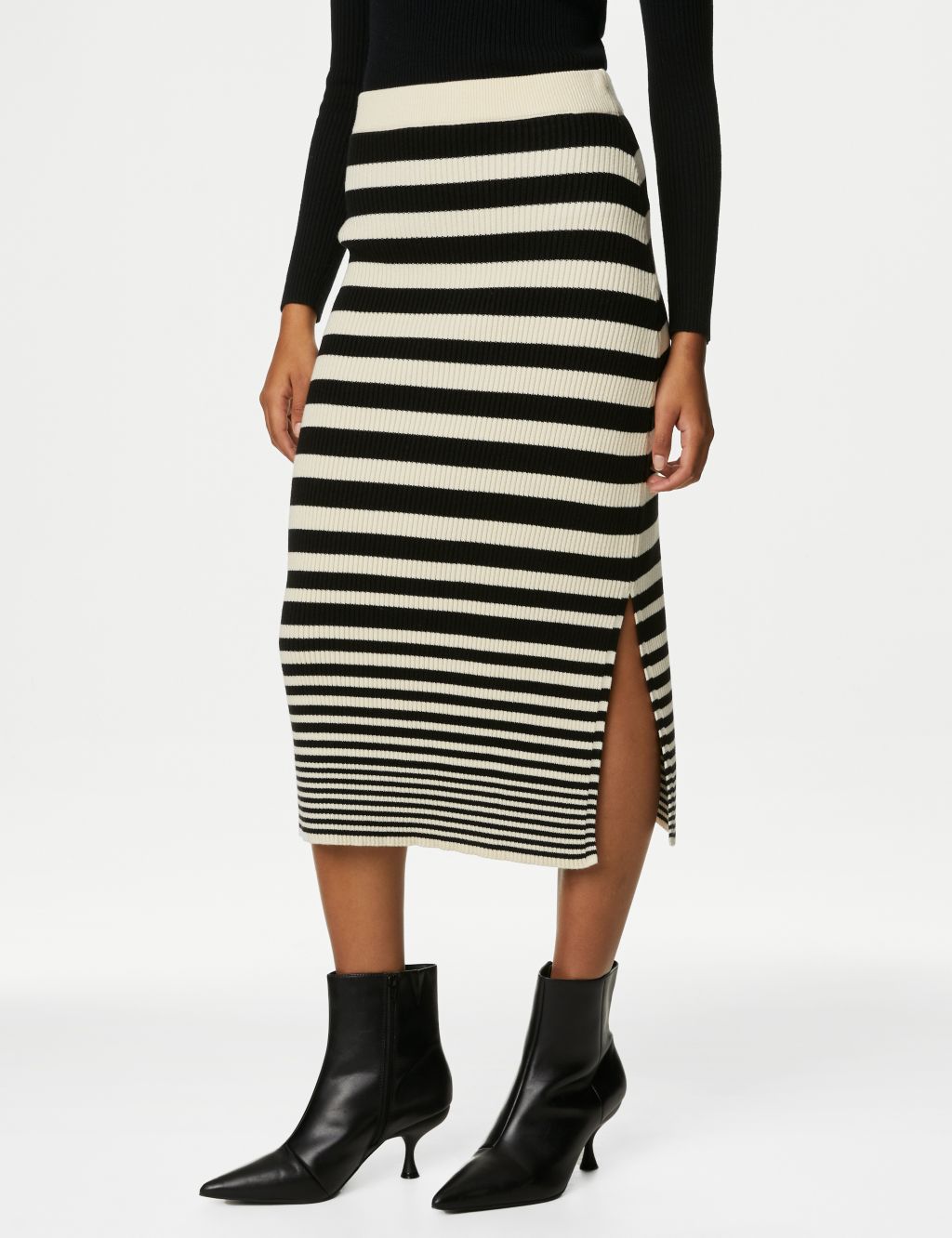 Soft Touch Striped Knitted Midi Skirt image 4
