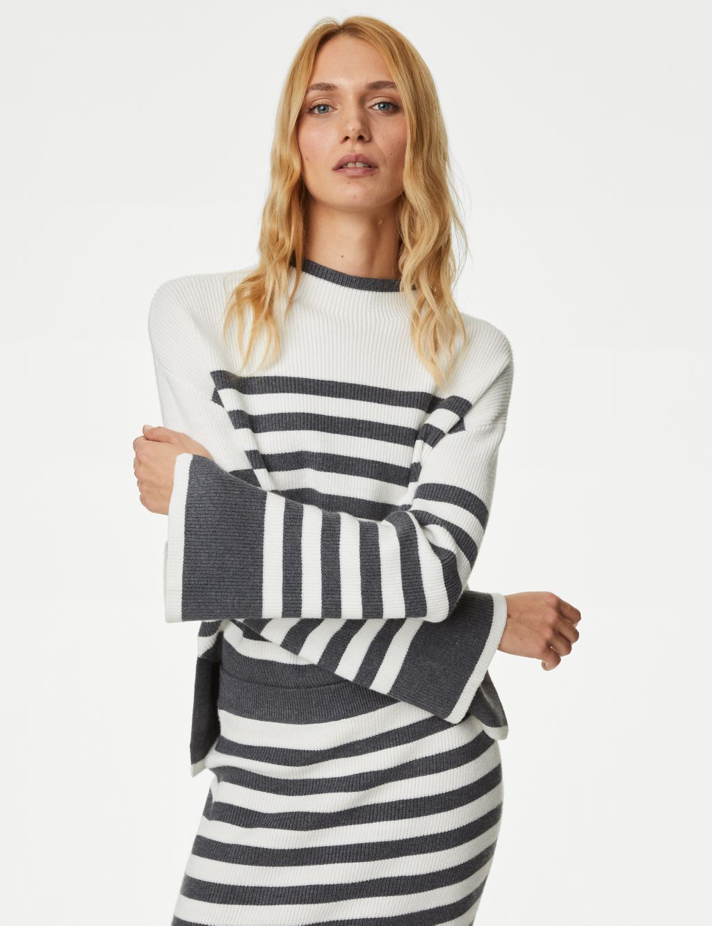 Soft Touch Striped Funnel Neck Jumper image 1