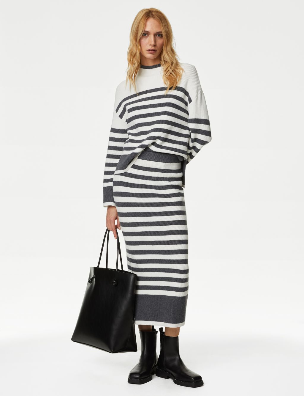 Soft Touch Striped Funnel Neck Jumper image 3