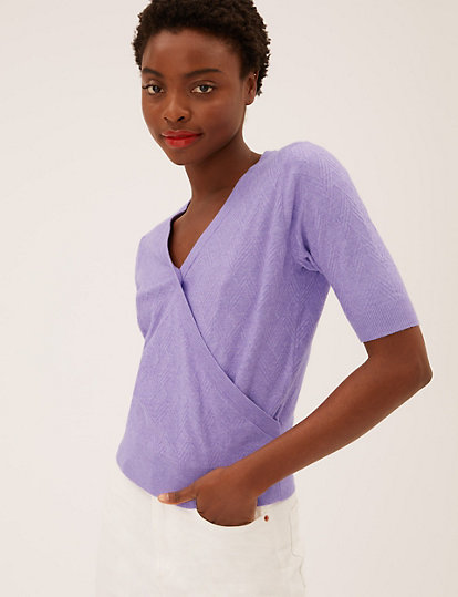 Soft Touch Textured V-Neck Knitted Top