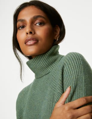 

Womens M&S Collection Rollkragenpullover aus weichem Material mit Rippenmuster - Hunter Green, Hunter Green