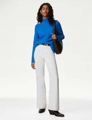 

M&S Collection Jersey acanalado de tacto suave con cuello vueltoWomens - Blue, Blue