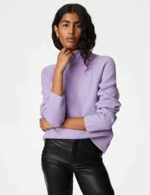 

Womens M&S Collection Soft Touch Ribbed Roll Neck Jumper - Dusted Lilac, Dusted Lilac