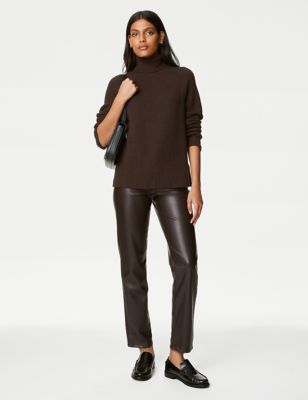 

Womens M&S Collection Soft Touch Ribbed Roll Neck Jumper - Bitter Chocolate, Bitter Chocolate