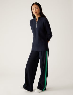 

Womens M&S Collection Pullover aus weichem Material mit Stehkragen und Rippenmuster - Navy, Navy