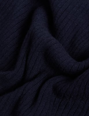 

Womens M&S Collection Soft Touch Ribbed Funnel Neck Jumper - Navy, Navy