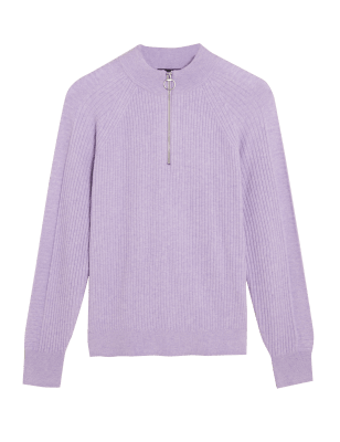 

Womens M&S Collection Soft Touch Ribbed Funnel Neck Jumper - Dusted Lilac, Dusted Lilac