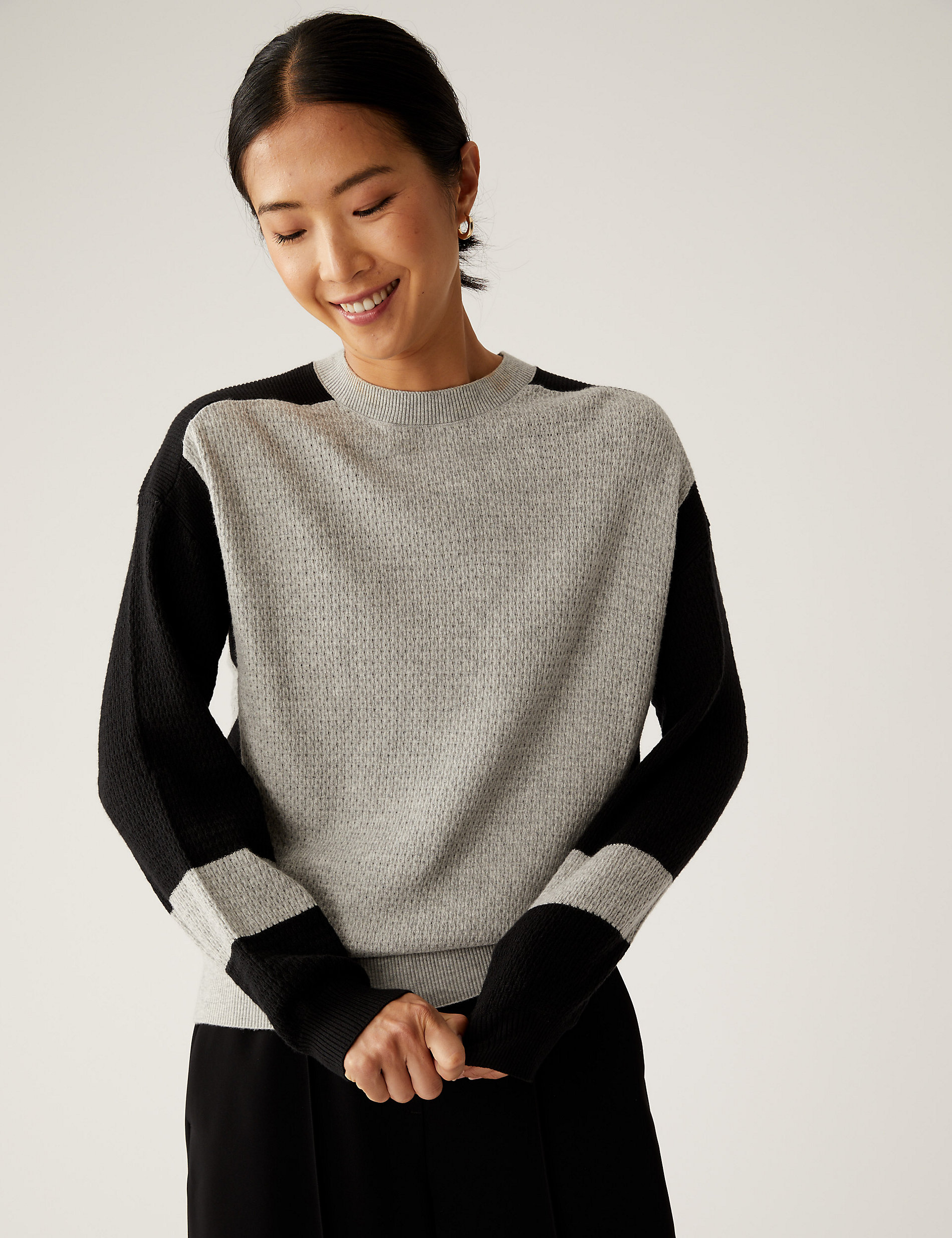 Soft Touch Colour Block Relaxed Jumper