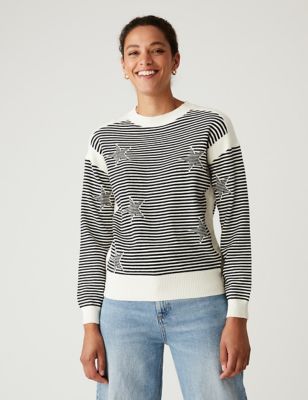 Soft Touch Striped Star Relaxed Jumper - PT
