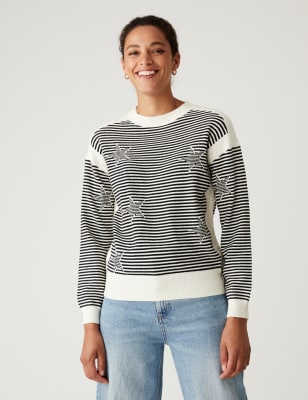 Soft Touch Striped Star Relaxed Jumper - PT