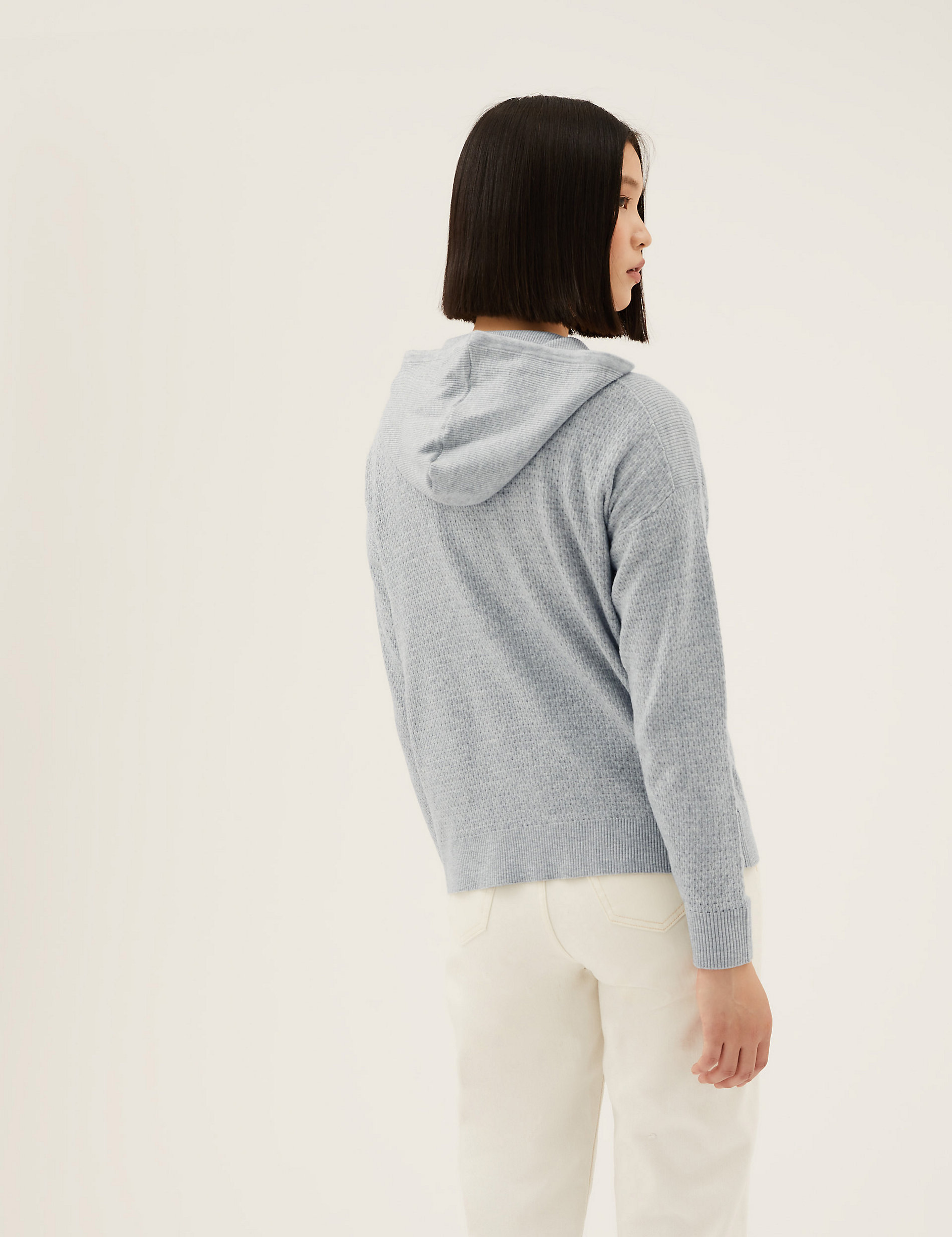 Soft Touch Textured Relaxed Zip Up Hoodie