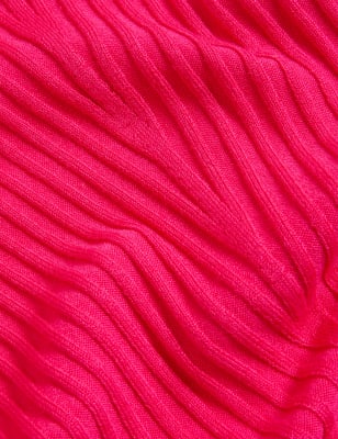 

Womens M&S Collection Kurzarm-Strickoberteil mit Rundhalsausschnitt und Strukturmuster - Fuchsia, Fuchsia