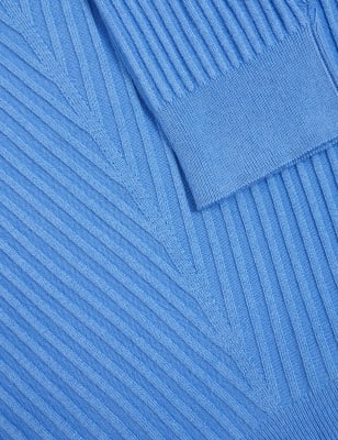 

M&S Collection Top de punto de manga corta con escote cerrado texturizadoWomens - Fresh Blue, Fresh Blue