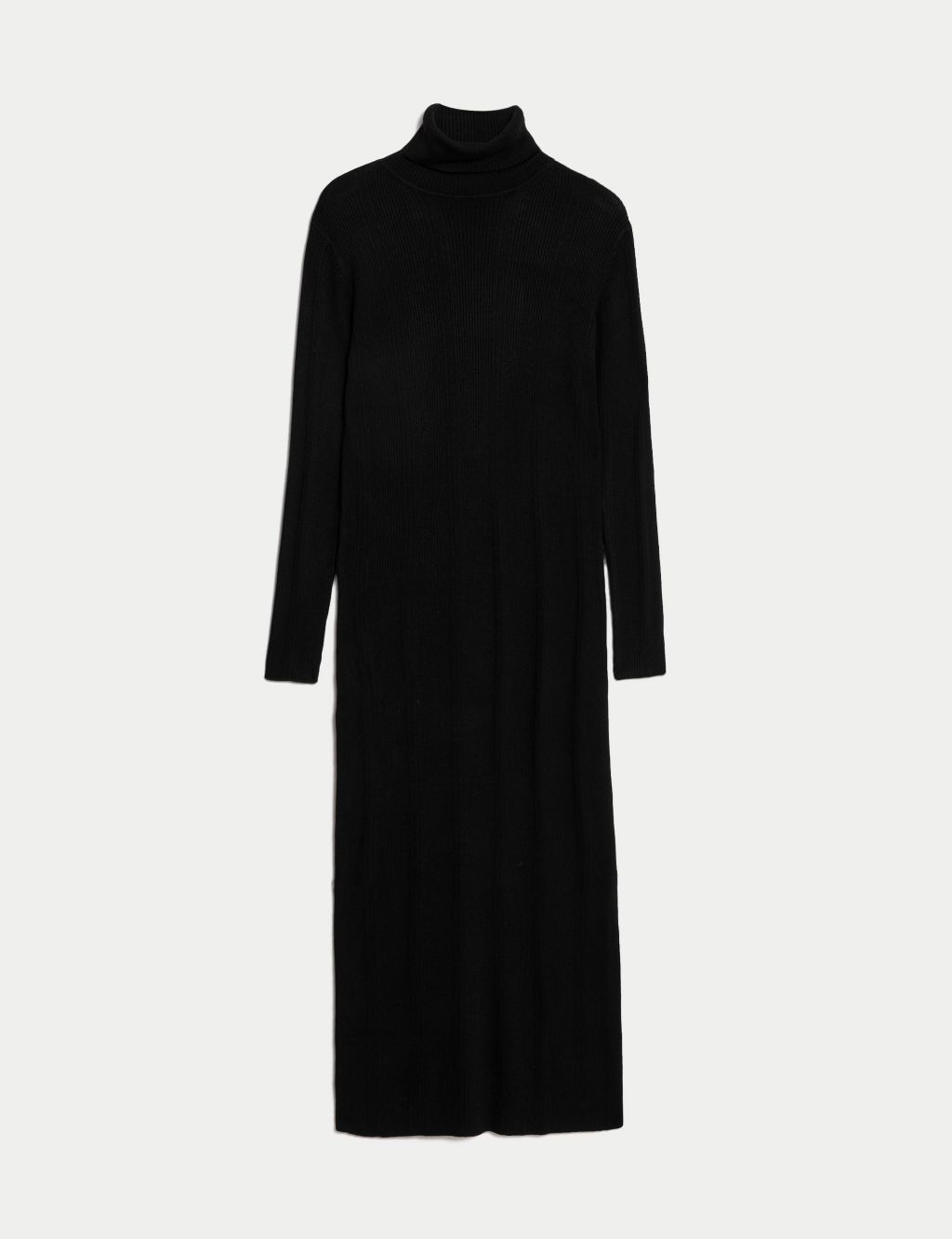 Knitted Ribbed Roll Neck Midi Dress image 2