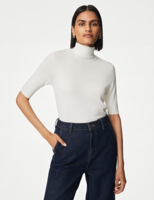 Short sleeve roll neck on sale jumper