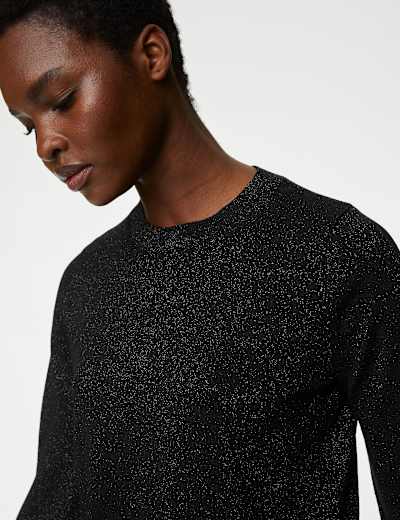 Sparkly Crew Neck Knitted Top
