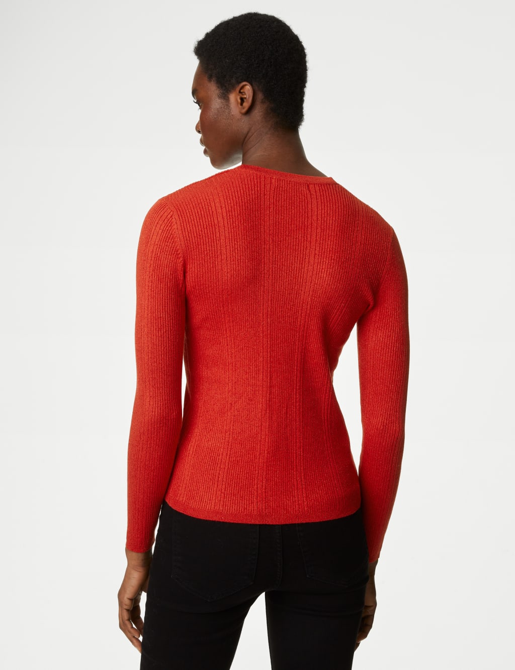 Sparkly Ribbed V-Neck Knitted Top image 5