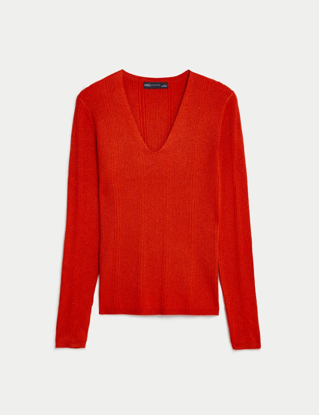 Sparkly Ribbed V-Neck Knitted Top image 2