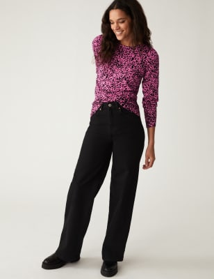 

Womens M&S Collection Printed Crew Neck Jumper - Pink Mix, Pink Mix