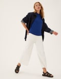 Textured Crew Neck Blouson Sleeve Jumper