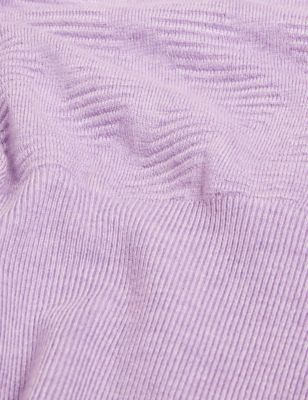 

Womens M&S Collection Textured Crew Neck Blouson Sleeve Jumper - Dusted Lilac, Dusted Lilac