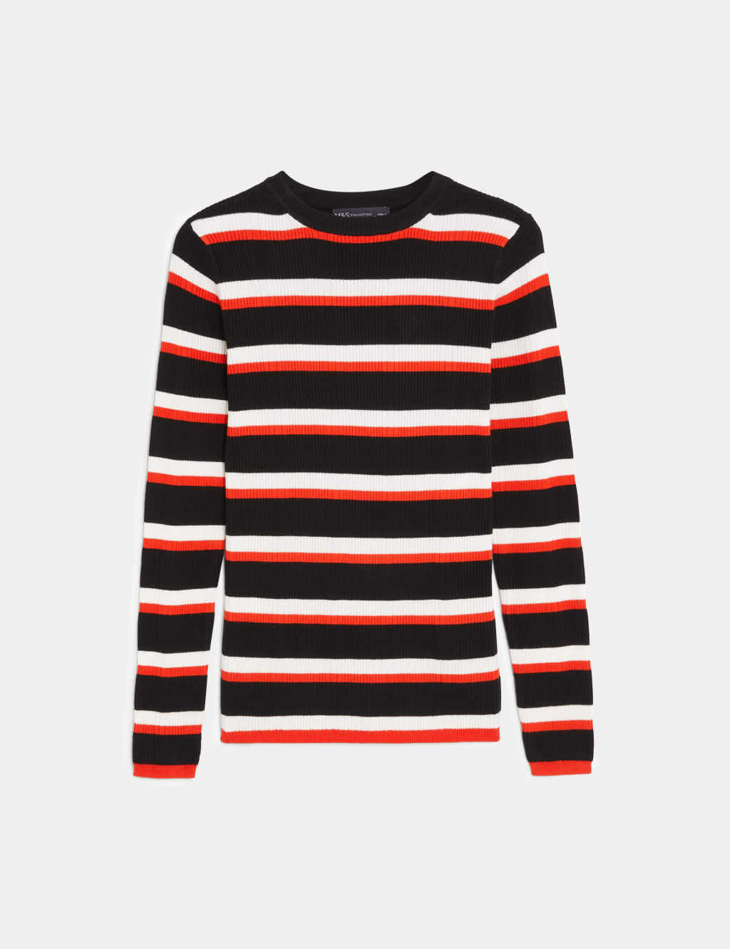 Ribbed Striped Crew Neck Knitted Top image 2