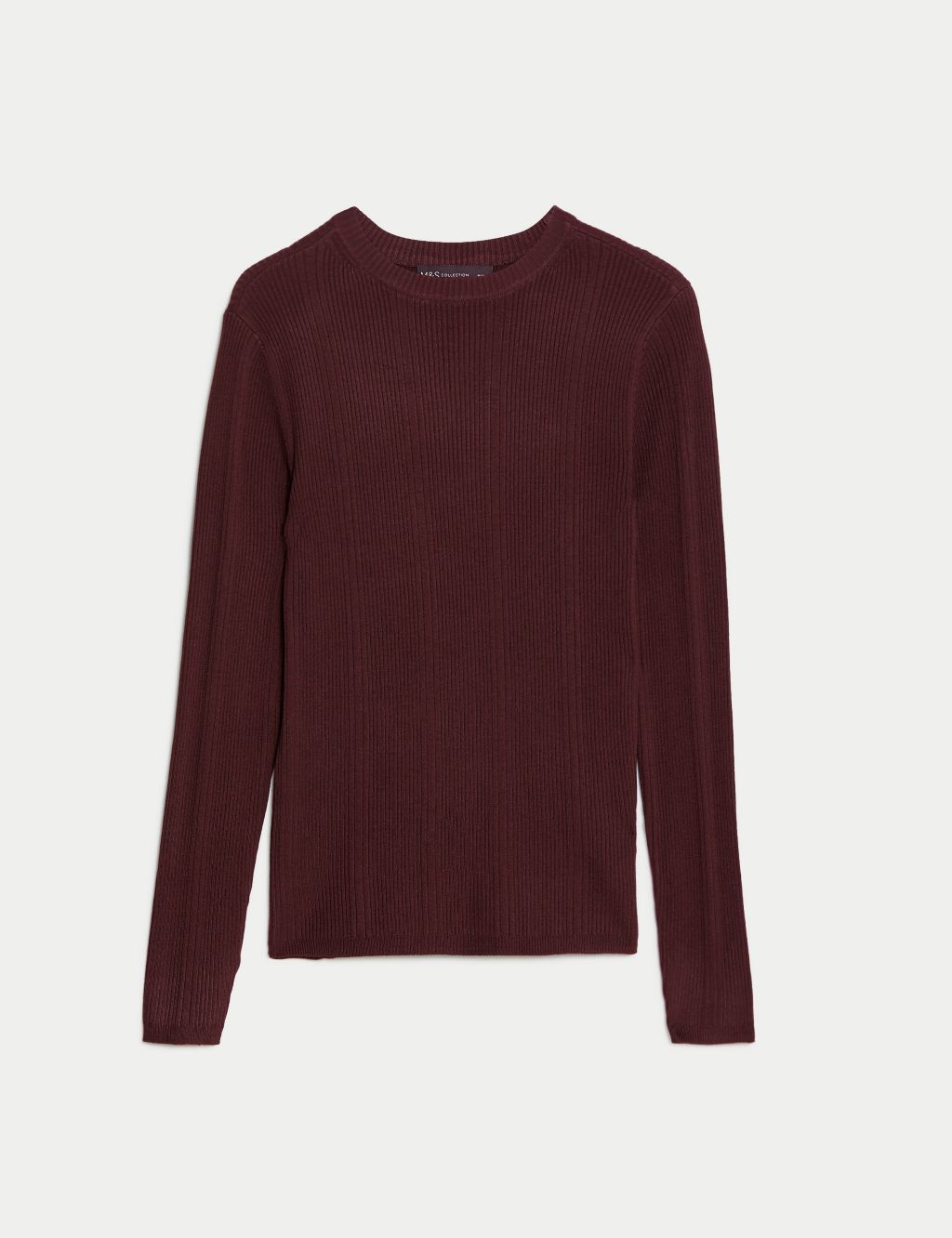 Ribbed Crew Neck Fitted Knitted Top image 2