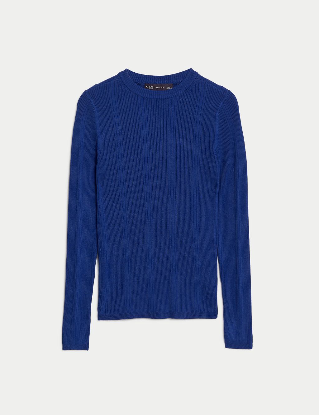 Ribbed Crew Neck Fitted Knitted Top image 2