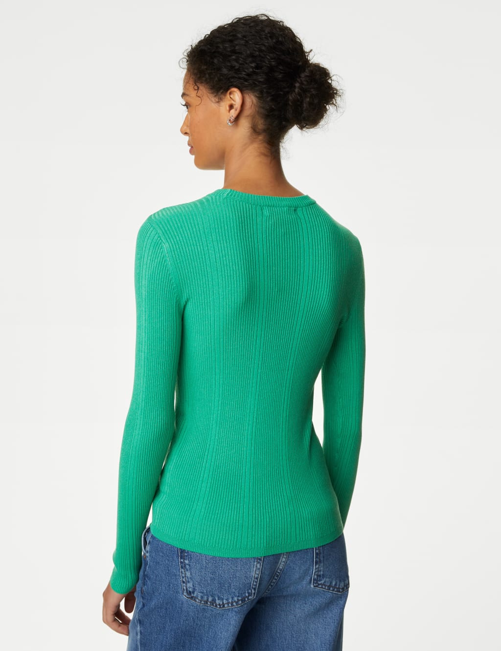 Ribbed Crew Neck Fitted Knitted Top image 5