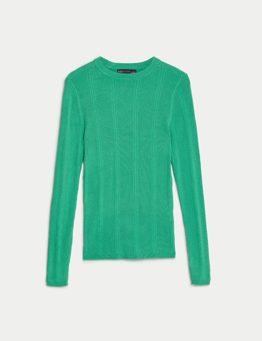 Ribbed Crew Neck Fitted Knitted Top image 2